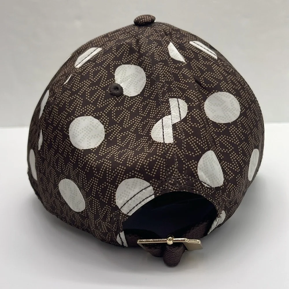 Michael Kors Women's Baseball Cap Hat Adjustable OS Chocolate BROWN DOTS NWT